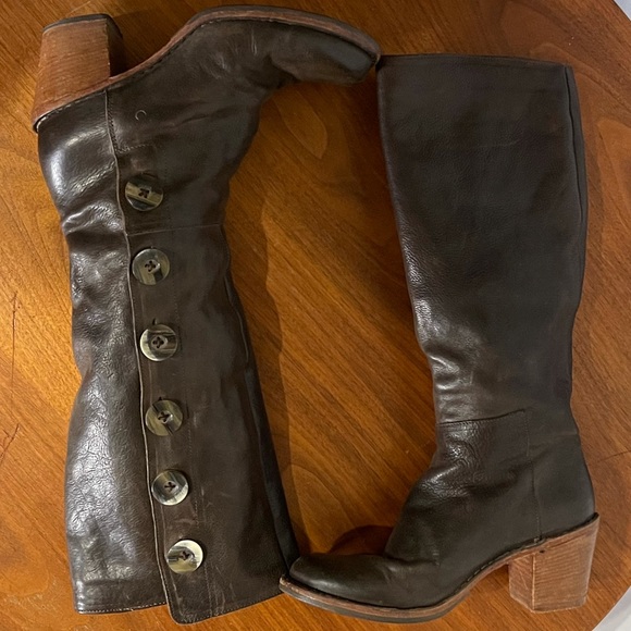 Fiorentini + Baker Brown Button Up Boots Heeled Moto Italy 37 - Picture 10 of 15
